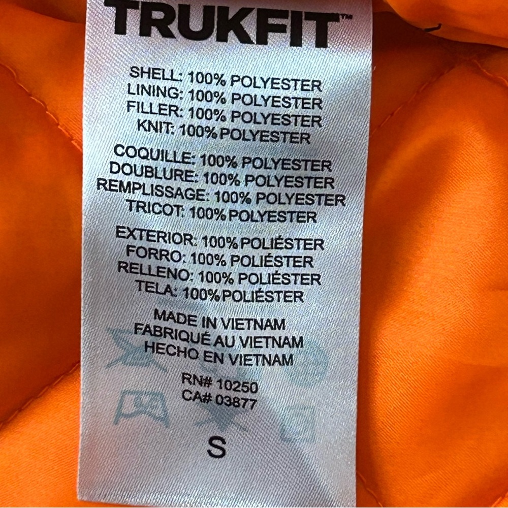 Trukfit Bomber Jacket Mens‎ Small Black Camo Orange Quilted Lined - Picture 14 of 15